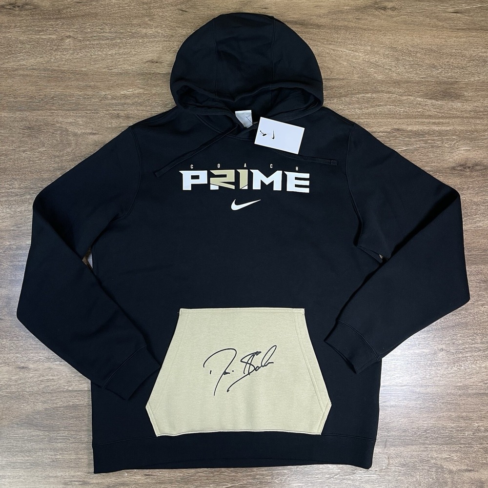 NWT Nike Men's Large Coach Prime Deion Sanders 2.0 Black‎ Pullover Hoodie
